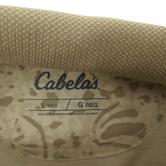 Cabelas Lakeside Beach British Tan Polo Shirt Mens L Short Sleeve 3 Button NEW - Picture 11 of 13